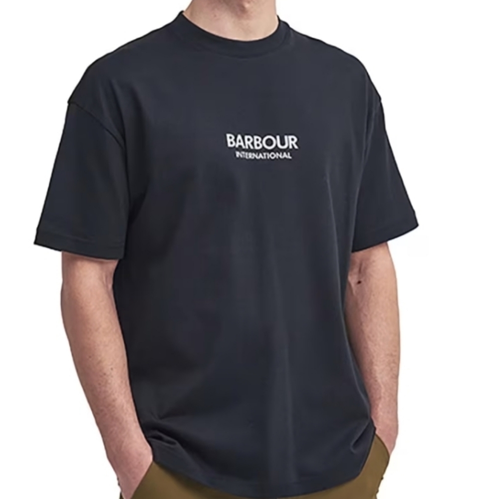 Barbour International Men's T-Shirts Size Medium Blue Formula Oversized T-Shirt